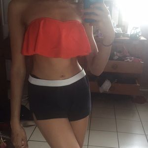Coral flowy bathing suit top